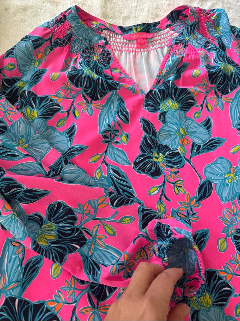 Lilly Pulitzer “Lucee” Pink Floral Tunic Dress Size M - Picture 6 of 7